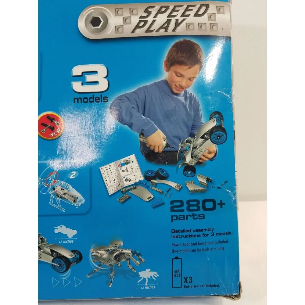 Erector Speed Play Motorized Helicopter 280 Pieces 3 Models Set 7901 OPEN BOX